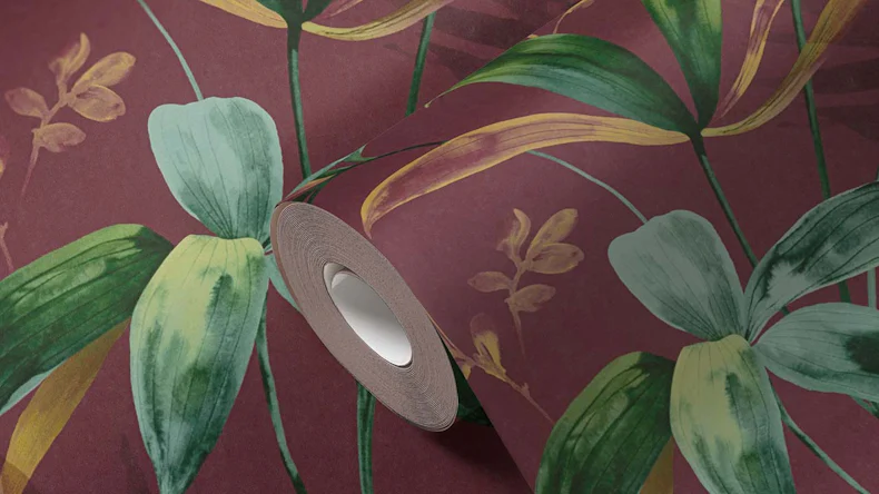 Vliestapete Jungle Chic Blumen & Natur Retro Rot 43