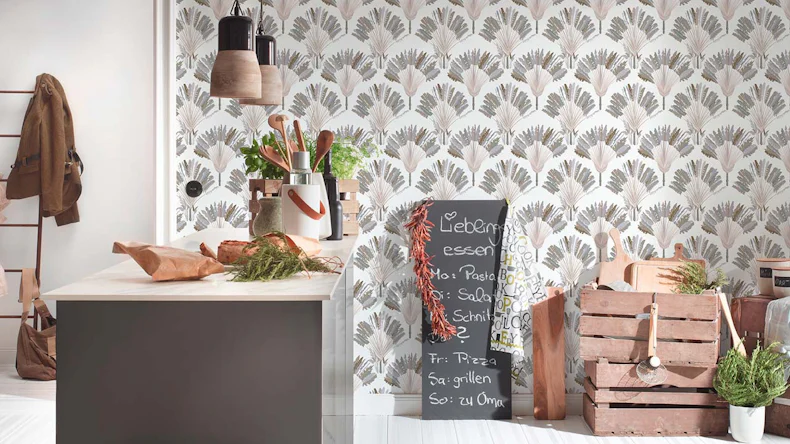 Vliestapete Jungle Chic Blumen & Natur Vintage Grau 82