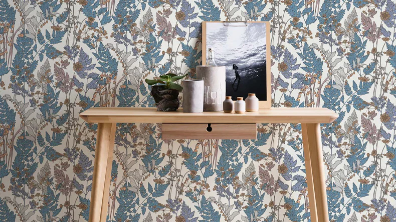 Vliestapete Floral Impression Blumen & Natur Retro Blau 517