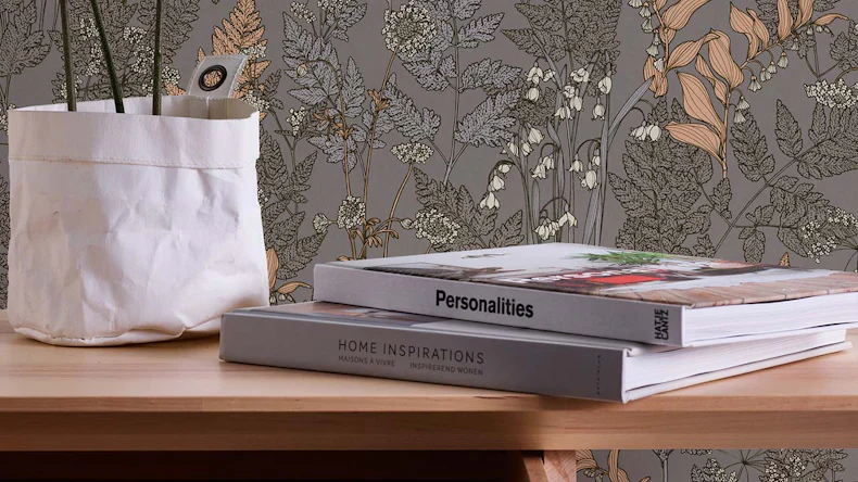 Vliestapete Floral Impression Blumen & Natur Retro Grau 519