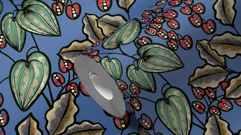 Vliestapete Floral Impression Blumen & Natur Retro Blau 541