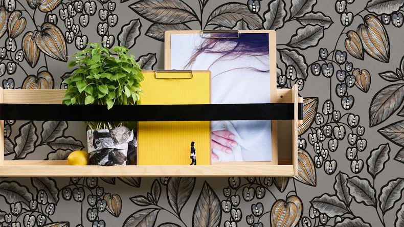 Vliestapete Floral Impression Blumen & Natur Retro Grau 549