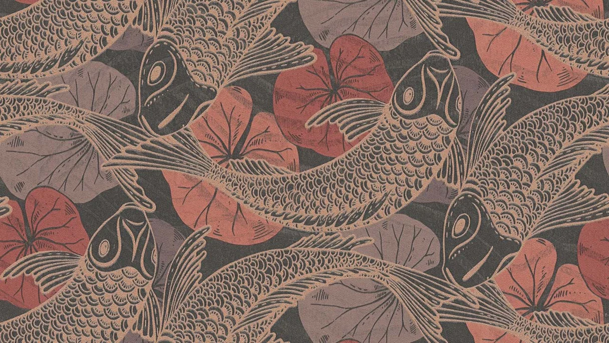 Metropolitan Stories 2 floral & nature retro red vinyl wallpaper 595