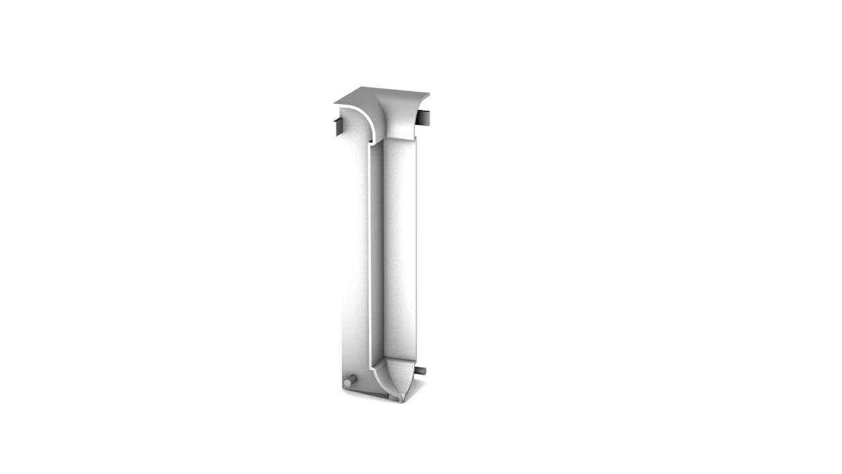Angolo interno Prinz per battiscopa / zoccolo in alluminio - 13x60 mm - argento