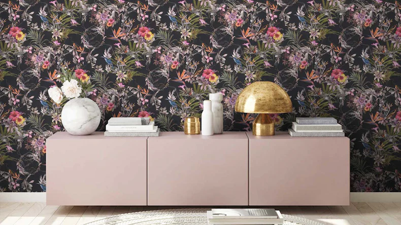 Vliestapete Dream Flowery Blumen & Natur Retro Schwarz 781