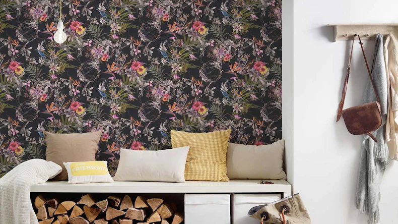 Vliestapete Dream Flowery Blumen & Natur Retro Schwarz 781