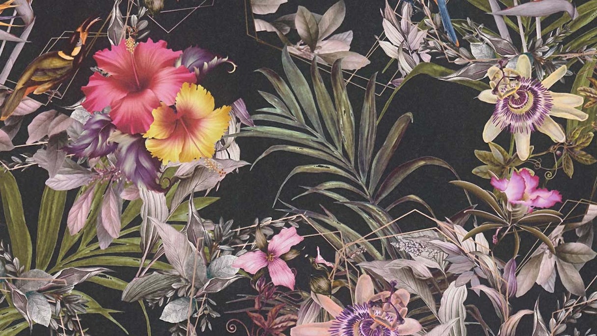 Vliestapete Dream Flowery Blumen & Natur Retro Schwarz 781