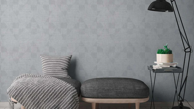 Papier peint vinyle Titanium 3 bandes Classique argenté 961