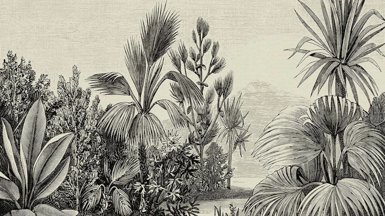 Vinyltapete The Wall Blumen & Natur Vintage Grau 351