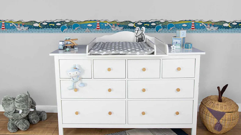 Papier (selbstklebend)tapete blau Modern Kinder Bilder Blumen & Natur Lovely Kids 734