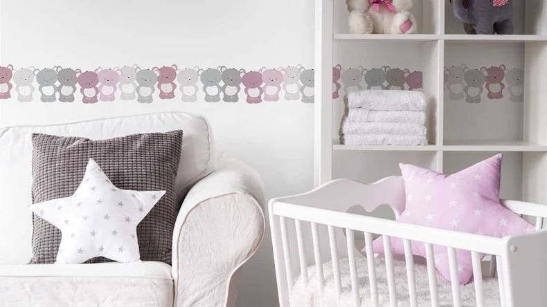 Papiertapete Bordüre (selbstklebend) rosa Modern Kinder Bilder Blumen & Natur Lovely Kids 739