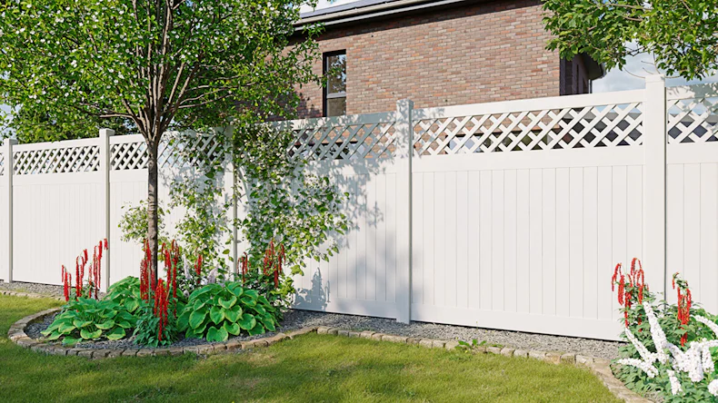 planeo Privara - Clôture à emboîter PVC blanc avec treillis - résistant aux UV | 177 x 178 cm