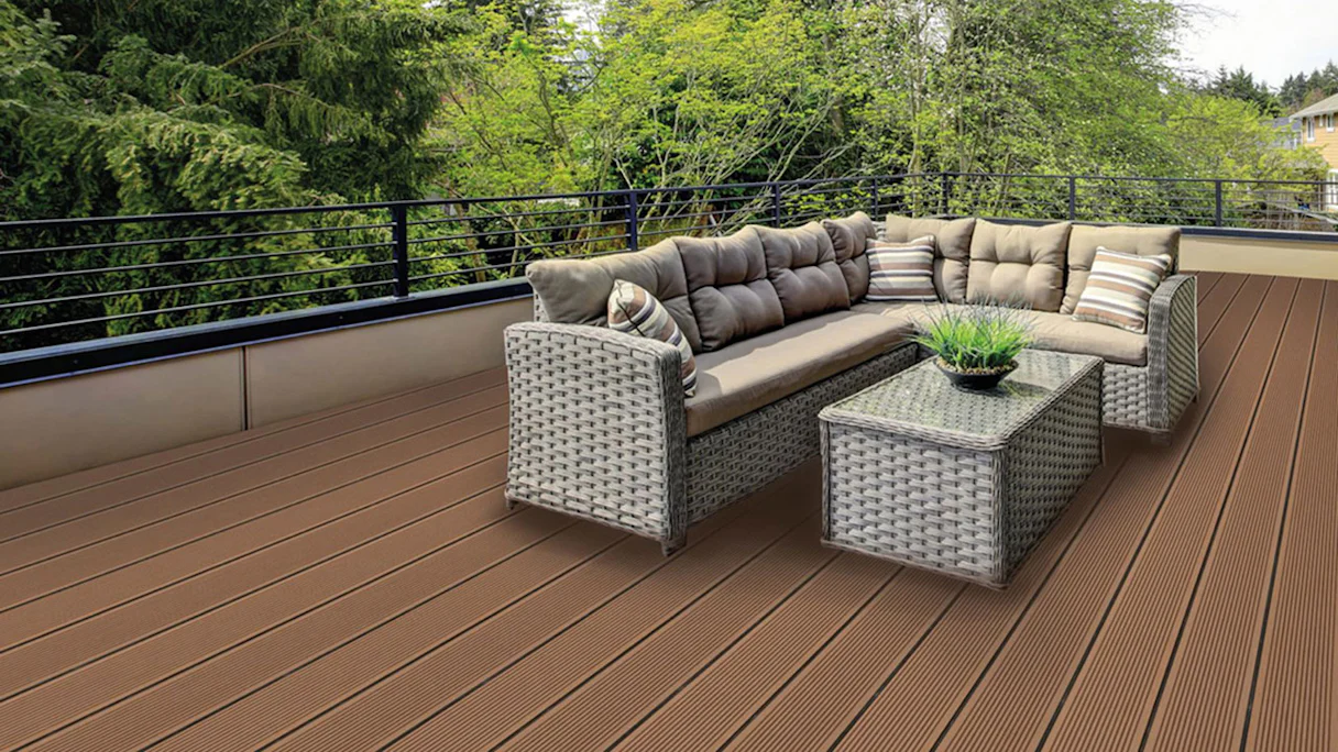 planeo terrasse composite - lame massive brun clair - rainuré/rainuré