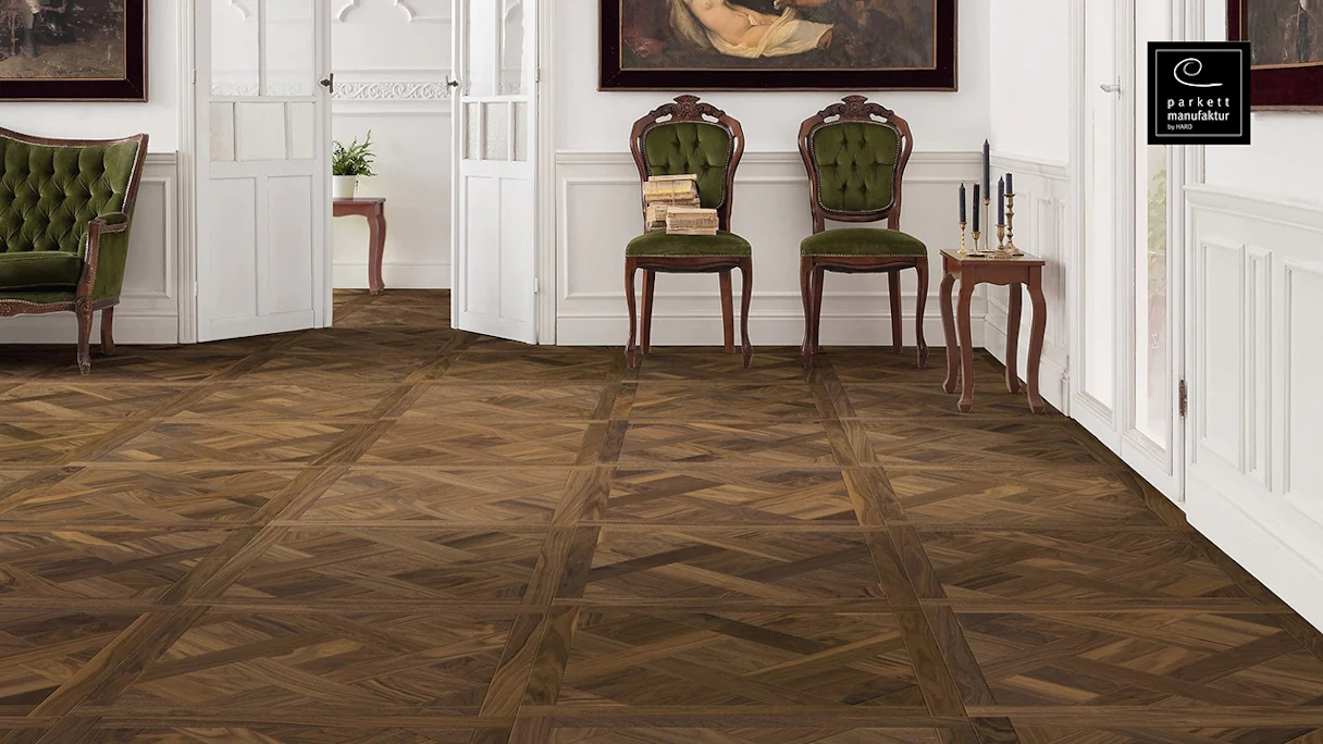 Haro Parquet Flooring - Parquet Manufacture NF Tafel 4V Basket oleovera American Walnut (535304)