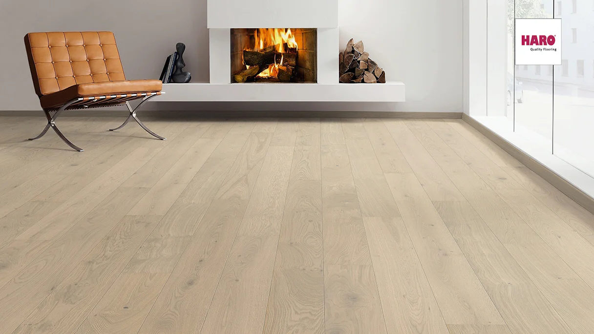 Haro Parquet Flooring - Serie 4000 2V naturaDur Oak sand gray Markant (535449)
