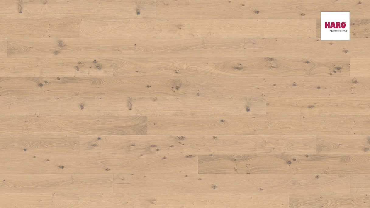 Haro Parquet Flooring - Serie 4000 4V naturaLin plus Oak puro white Sauvage (535622)