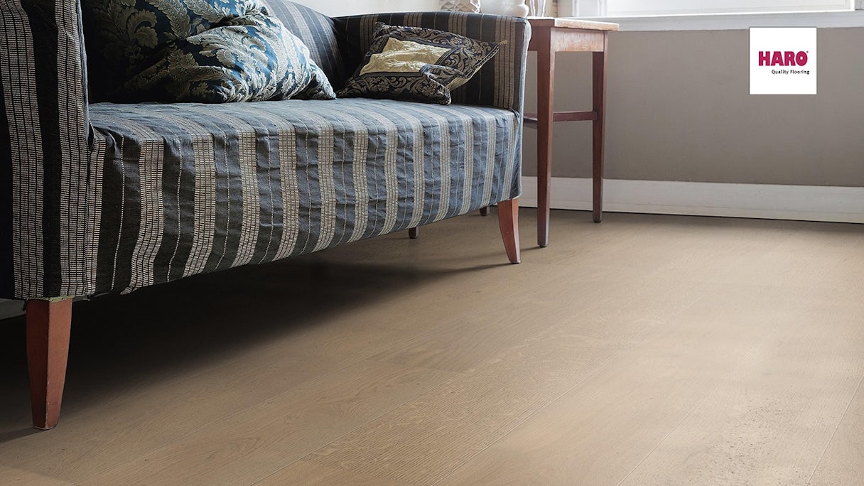 Haro Parquet Flooring - Serie 4000 4V naturaLin plus Oak sand gray Markant (538943)