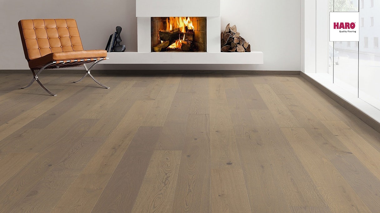 Haro Parquet Flooring - Serie 4000 4V naturaLin plus Oak shell gray Sauvage (538947)