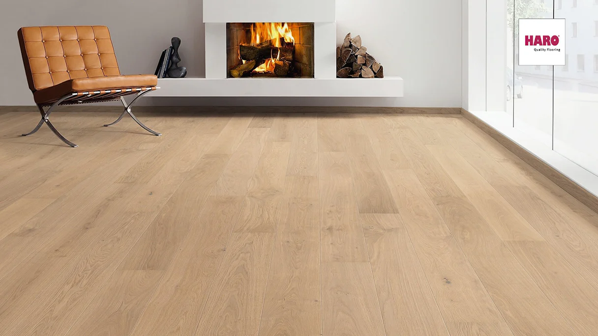Haro Parquet Flooring - Serie 4000 2V naturaDur Oak puro white Markant (538959)