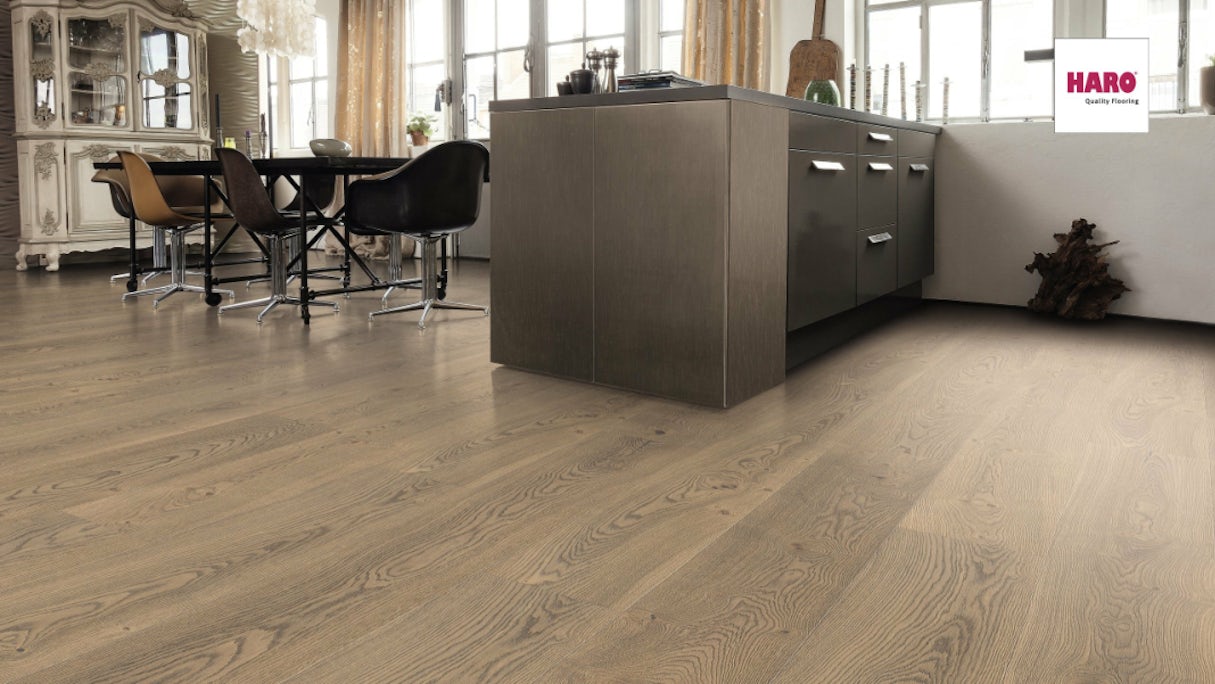 Haro Parquet Flooring - Series 4000 Plaza 4V naturaLin plus Oak tobacco grey Universal alpine (538967)