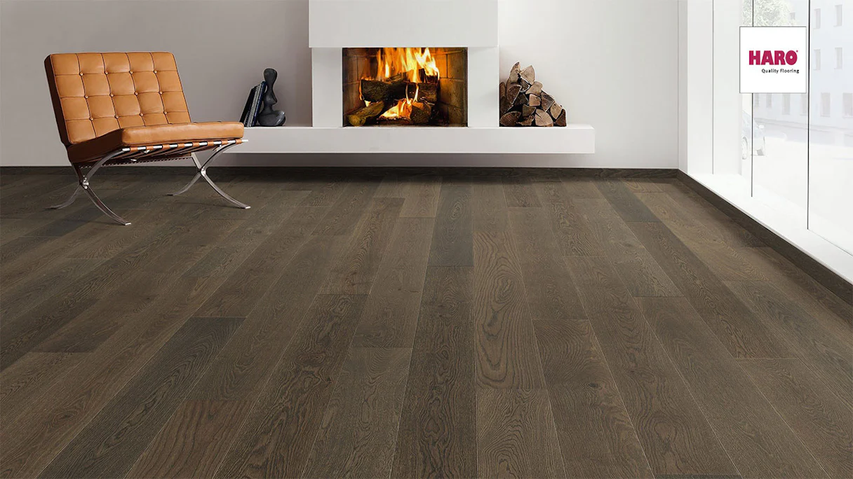 Haro Parquet Flooring - Serie 4000 4V naturaLin plus Oak reed brown Markant (539088)