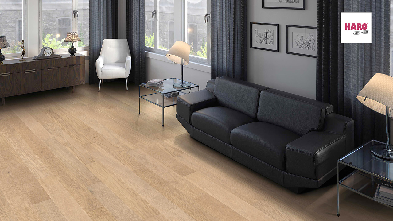 Haro Parquet Flooring - Series 4000 Stab Prestige naturaLin plus Oak light white Markant (540152)