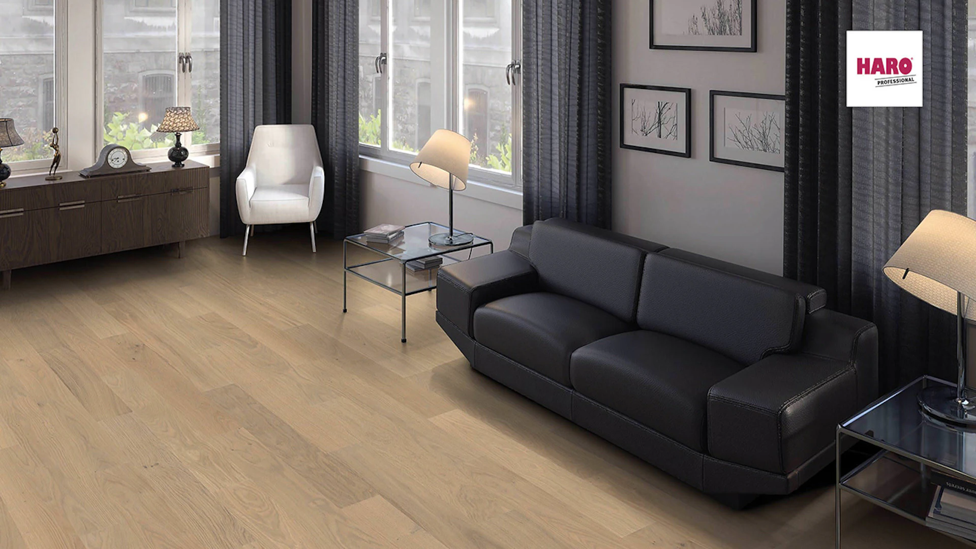 Haro Parquet Flooring - Series 4000 Stab Prestige naturaLin plus Oak sand gray Markant (540159)