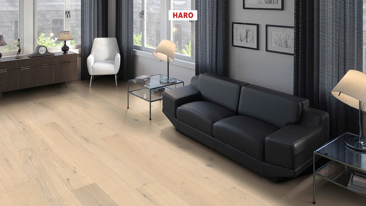 Haro Parquet Flooring - Series 4000 NF Stab LA Maxim 4V naturaDur Oak light white Sauvage (541001)