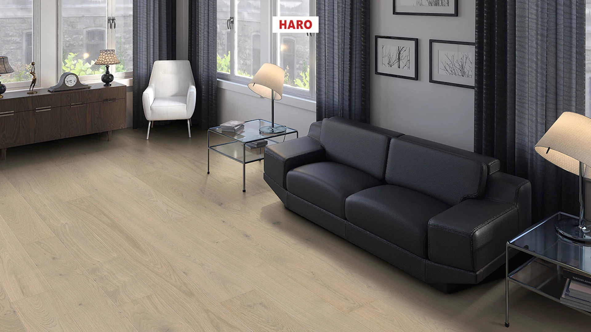 Haro Parquet Flooring - Series 4000 NF Stab LA Maxim 4V naturaDur Oak sand gray Markant (541006)