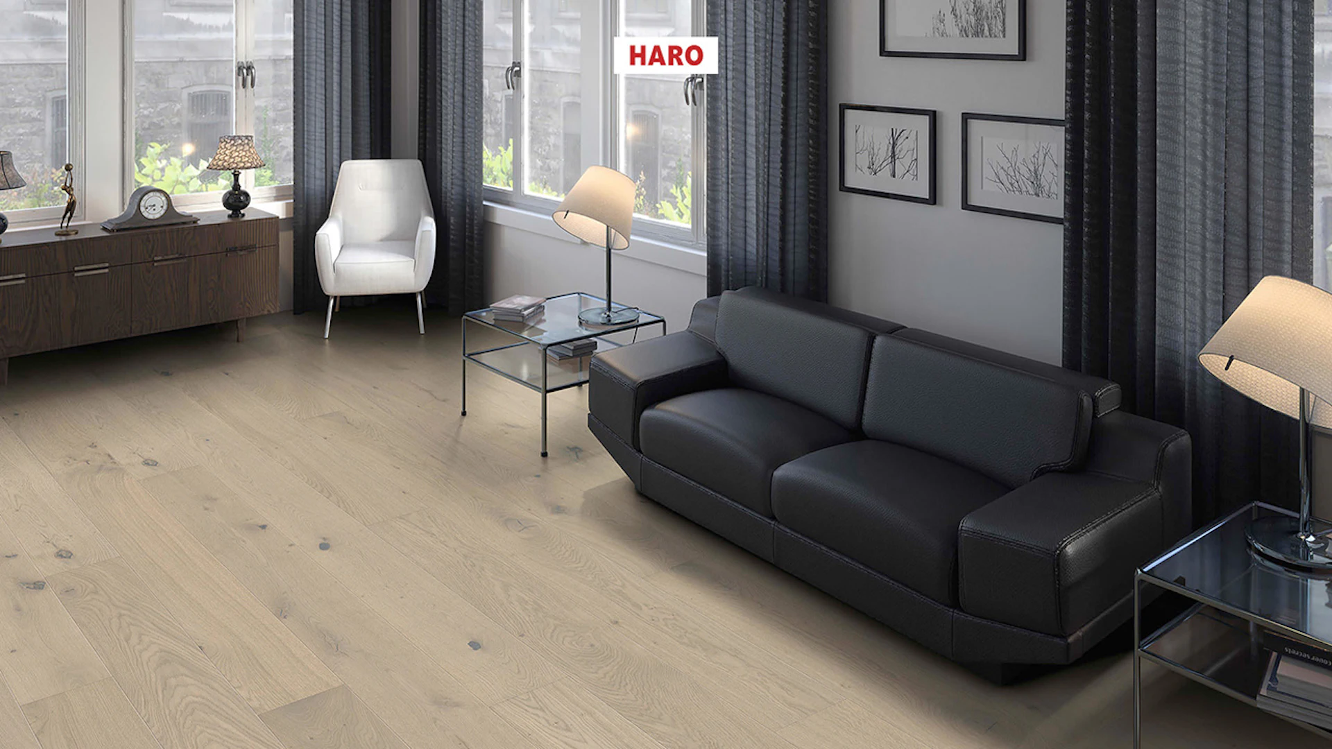 Haro Parquet Flooring - Series 4000 NF Stab LA Maxim 4V naturaDur Oak sand gray Sauvage (541007)