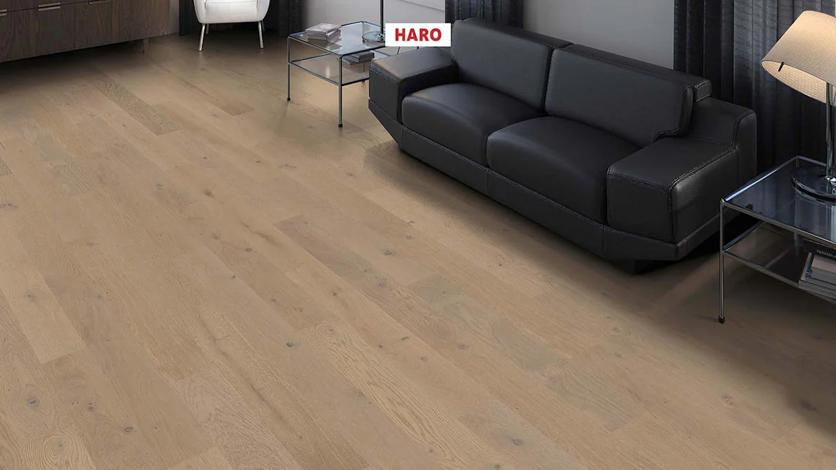 Haro Parquet Flooring - Series 4000 NF Stab LA Prestige naturaLin plus Oak sand gray Sauvage (543510)