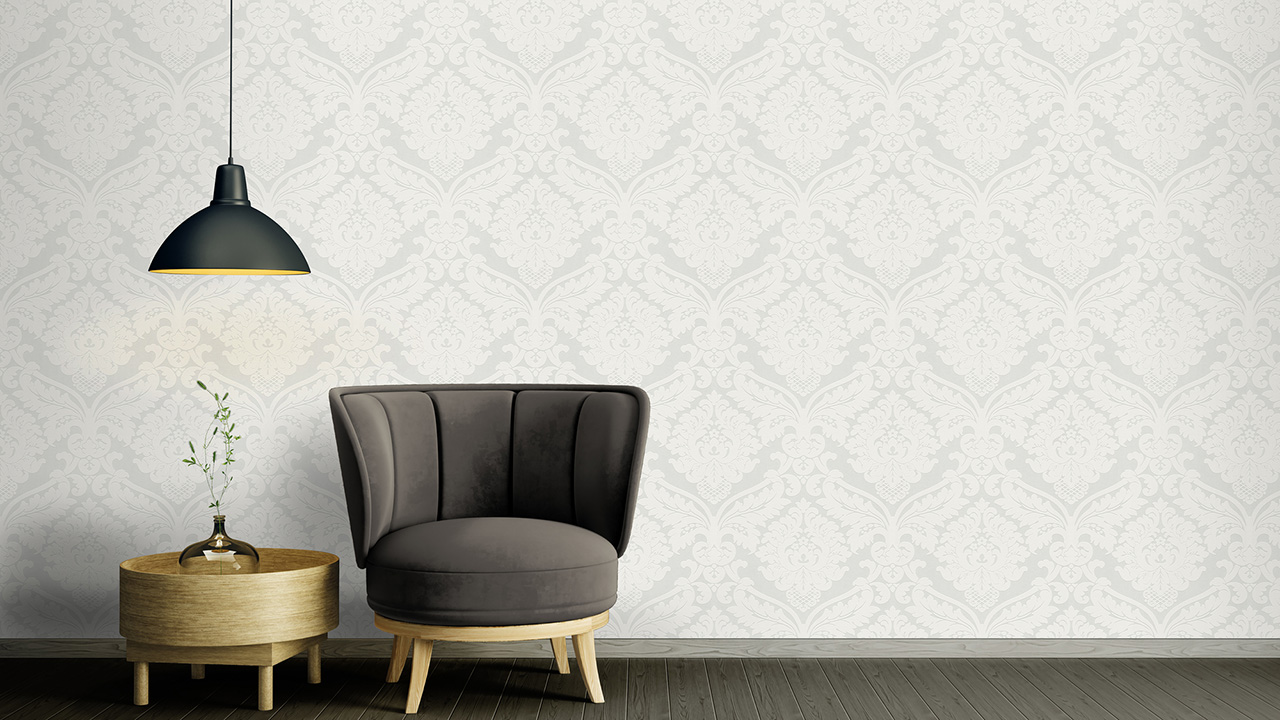 Carta da parati in vinile bianco e nero 4 A.S. Création ornamenti bianco metallizzato 338