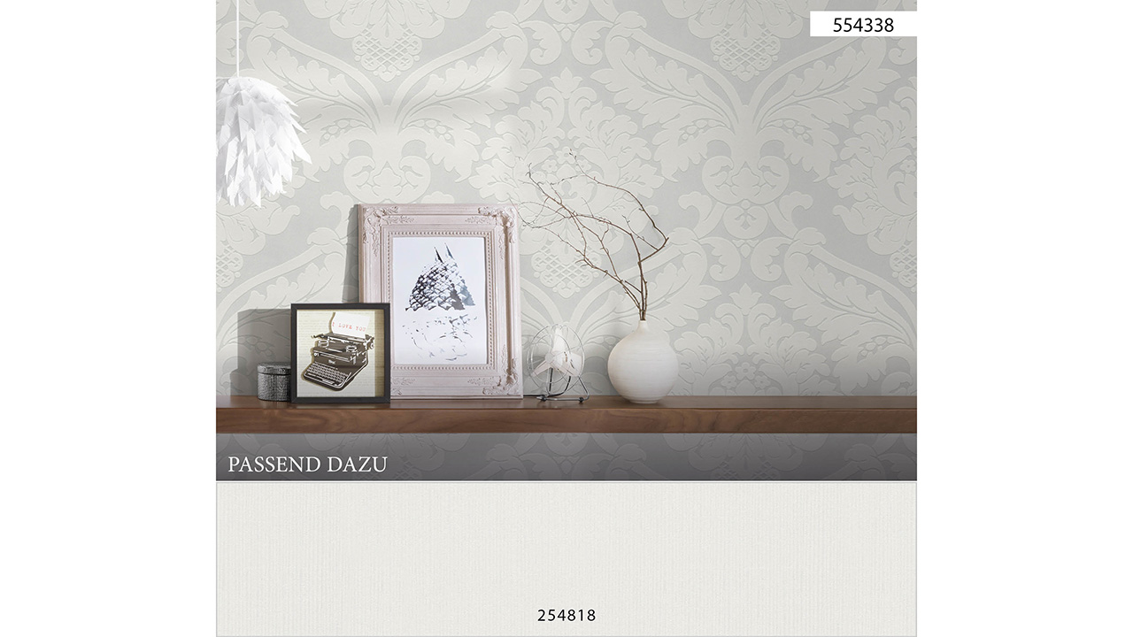 Carta da parati in vinile bianco e nero 4 A.S. Création ornamenti bianco metallizzato 338