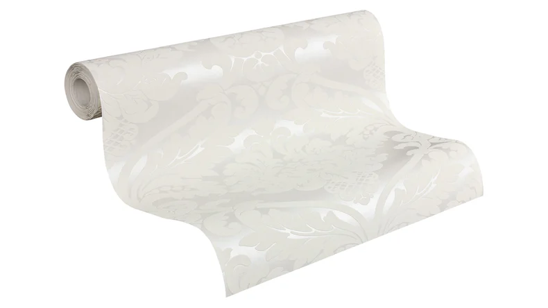 Carta da parati in vinile bianco e nero 4 A.S. Création ornamenti bianco metallizzato 338