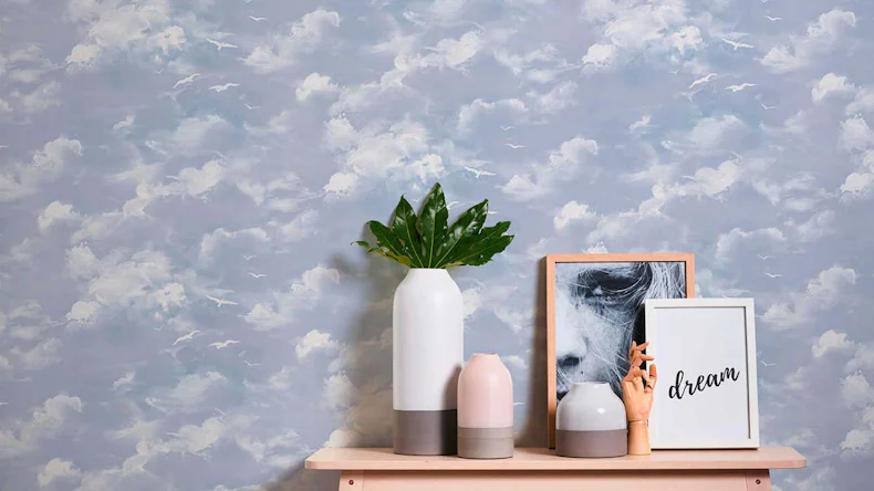 Vinyltapete blau Modern Blumen & Natur Il Decoro 414