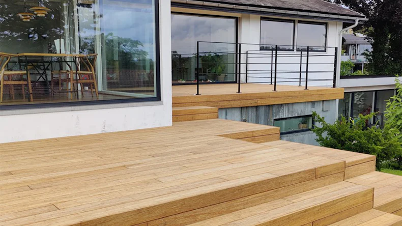 planeo terrasse en bois - bambou sable 20 x 140 x 2200mm lisse/français