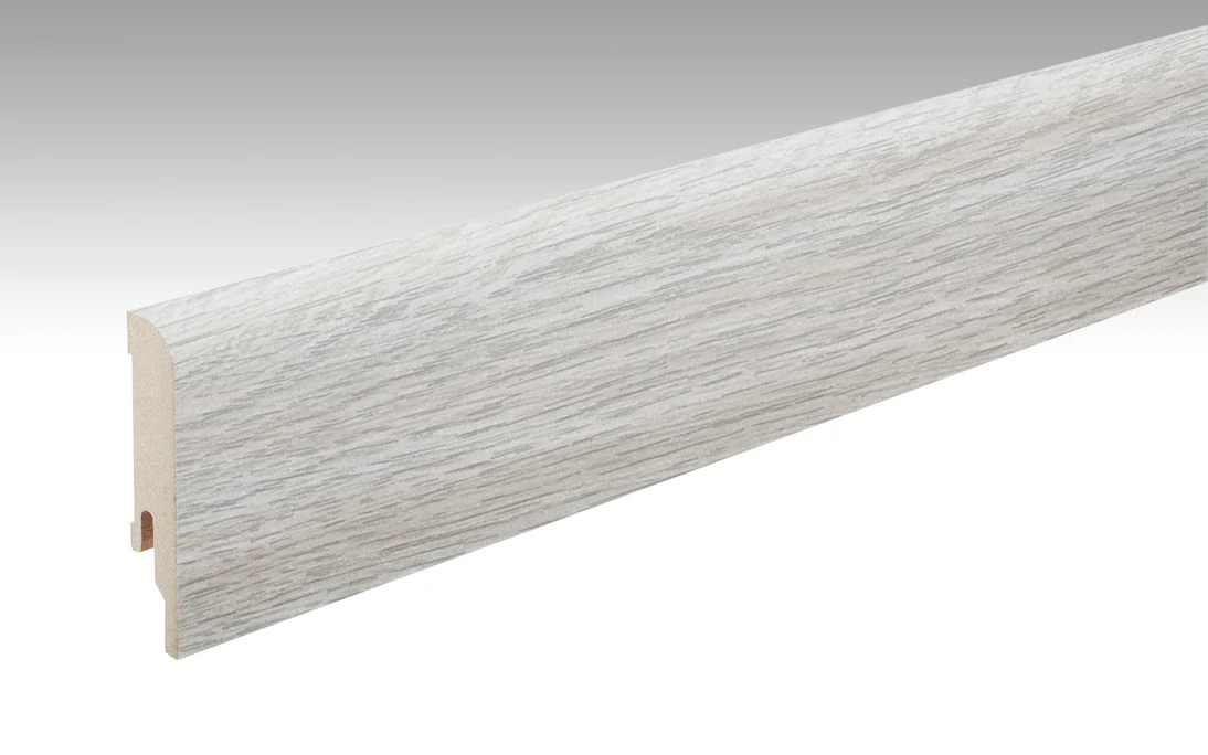 MEISTER Sockelleisten Fußleisten Eiche arcticweiß 6503 - 2380 x 80 x 16 mm