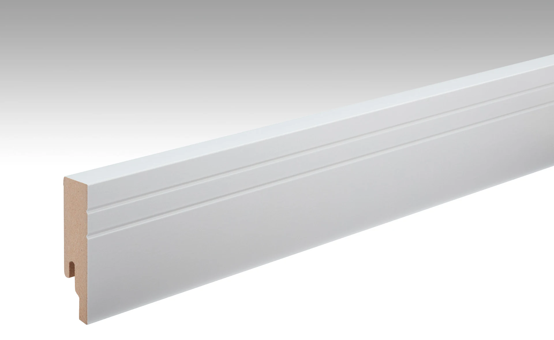 MEISTER Sockelleisten Fußleisten Uni weiß glänzend DF 324 - 2380 x 80 x 18 mm (200018-2380-00324)