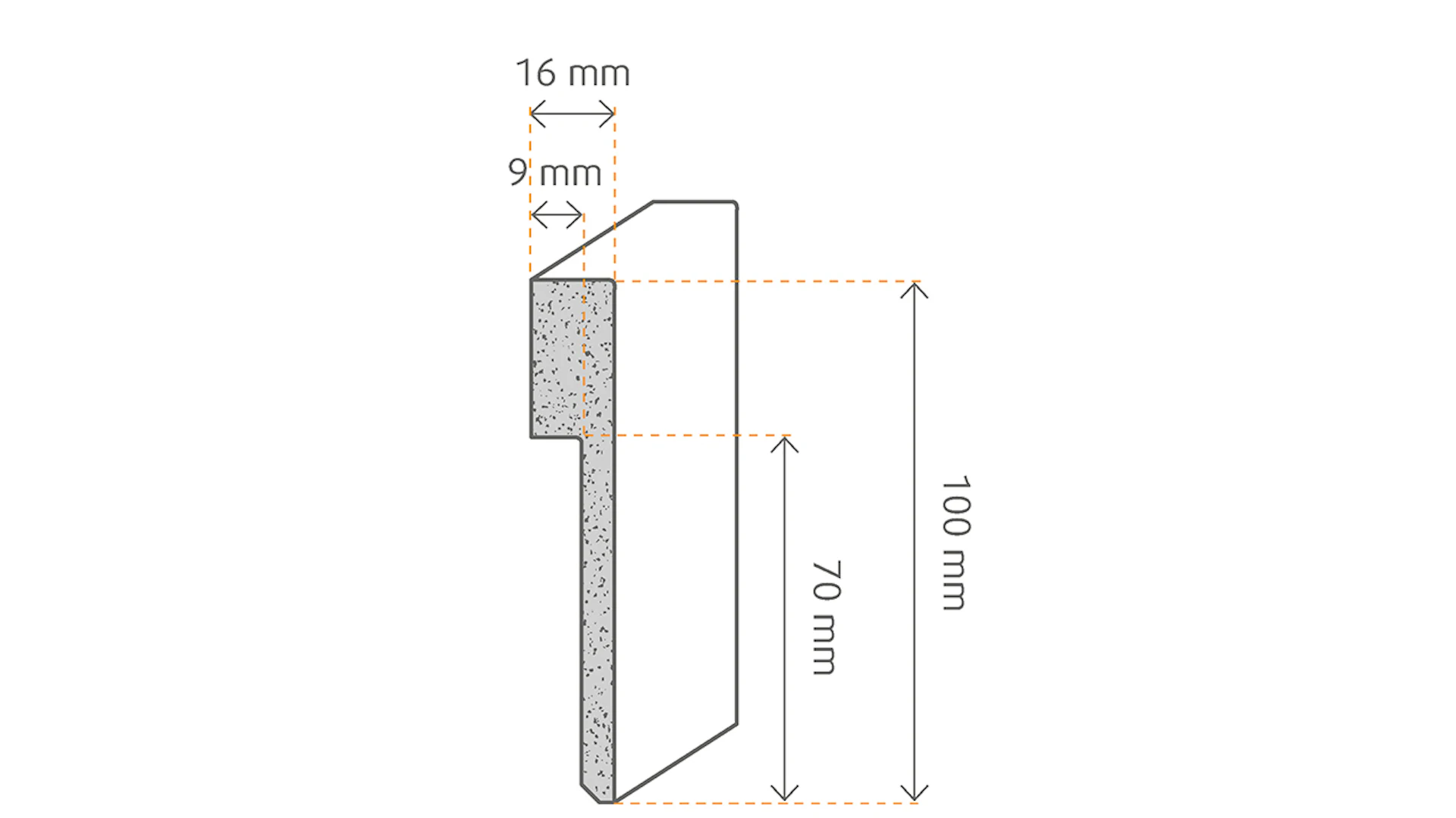 Listello di copertura per piastrelle MDF 16x100x2500 mm, bianco Modern 10 x 70 mm