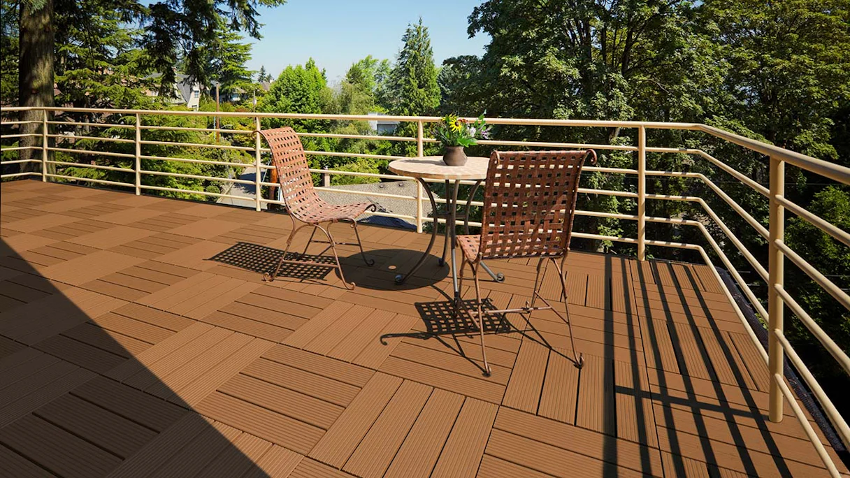 planeo carrelage terrasse composite - brun 30x30 cm - 6 pcs.