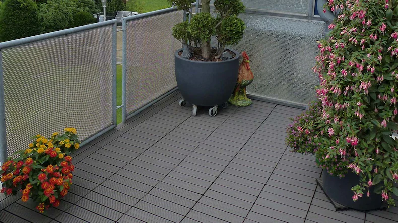 planeo pavimenti WPC piastrella per patio antracite 30x30 cm - 6 pz.