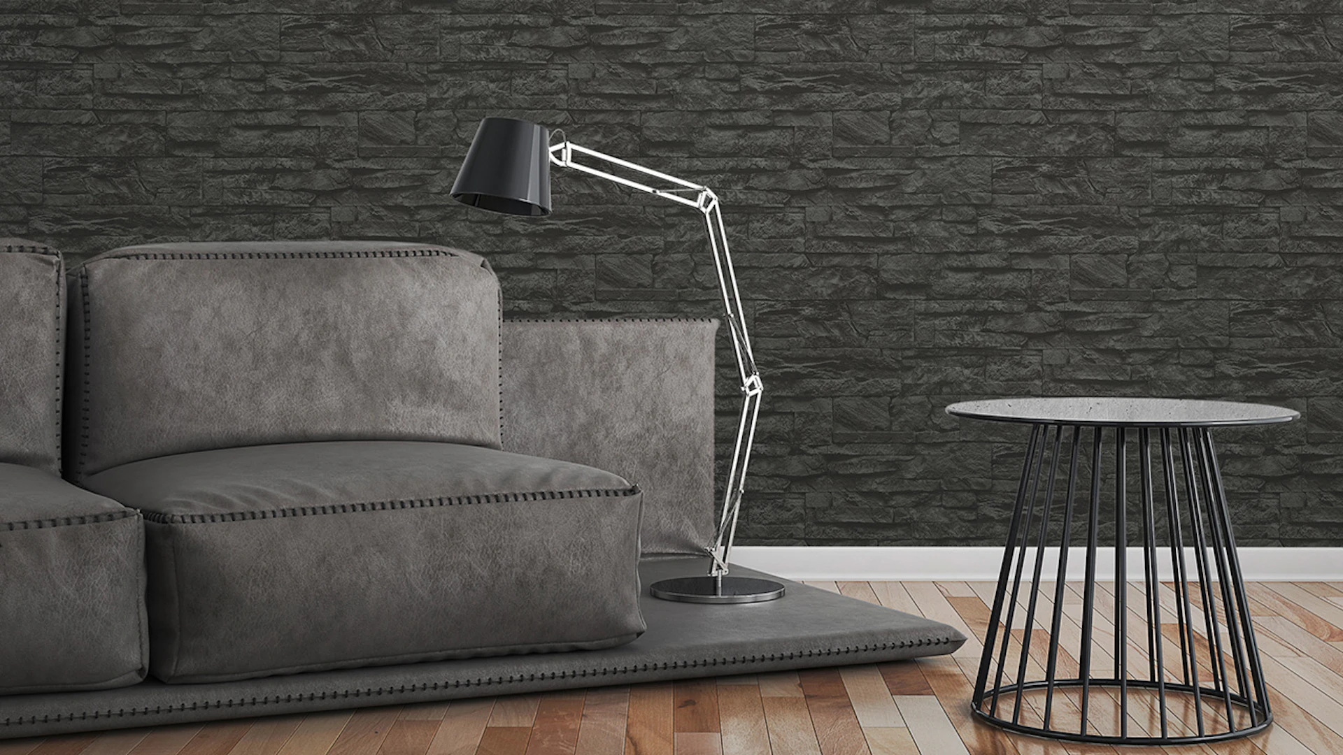 Vinyl wallpaper Best of Wood`n Stone 2nd Edition A.S. Création stone wall grey black 123