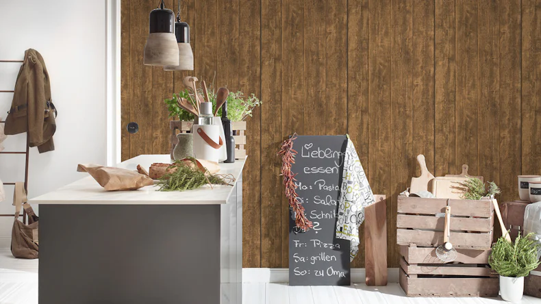 Carta da parati in vinile Best of Wood'n Stone 2a edizione A.S. Création muro in legno stile country marrone 823