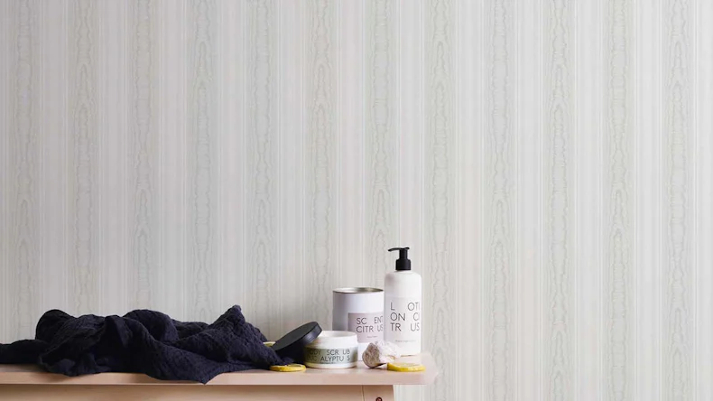 Papier peint en vinyle blanc à rayures rétro classiques Concerto 3 819