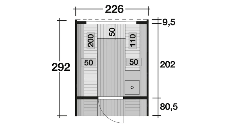 planeo Saunafass Premium Finja 2 montiert naturbelassen