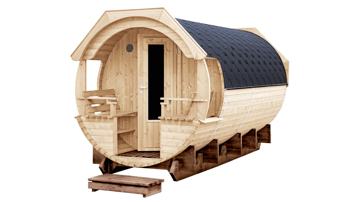barile sauna planeo Premium Svenja 1 assemblato finitura naturale