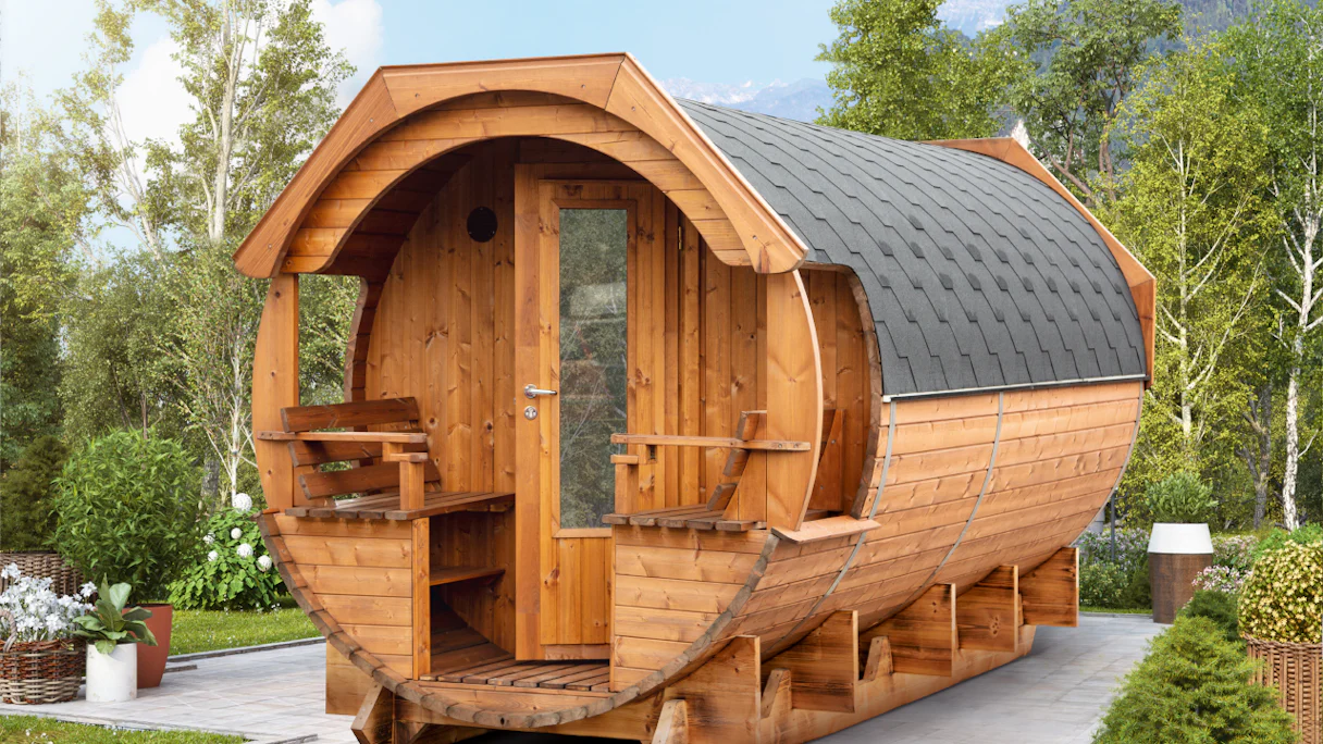 barile sauna planeo Premium Svenja 1 assemblato finitura naturale