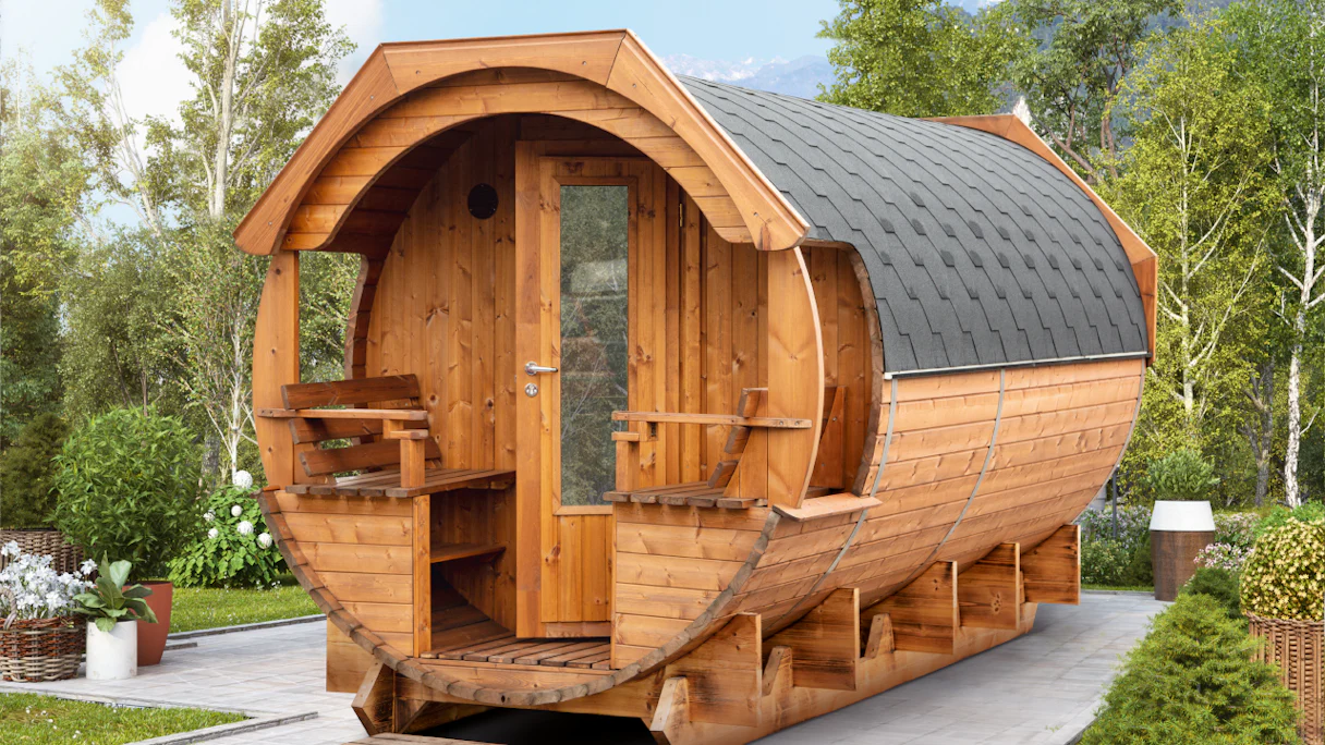 barile sauna planeo Premium Svenja 2 assemblato finitura naturale