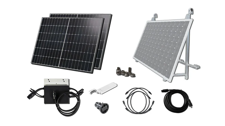 planeo Balkonkraftwerk 820W mit Wechselrichter 600W - inkl. Montageset für Balkonmontage