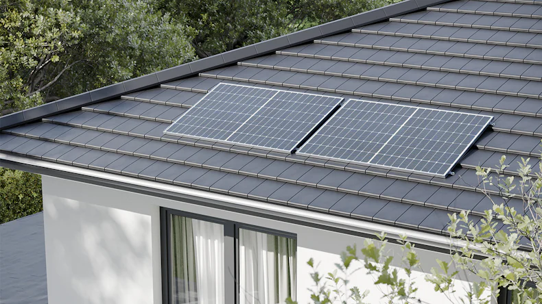 planeo Balkonkraftwerk 820W mit Wechselrichter 800W mit Speicher - inkl. Montageset für Schrägdachmontage